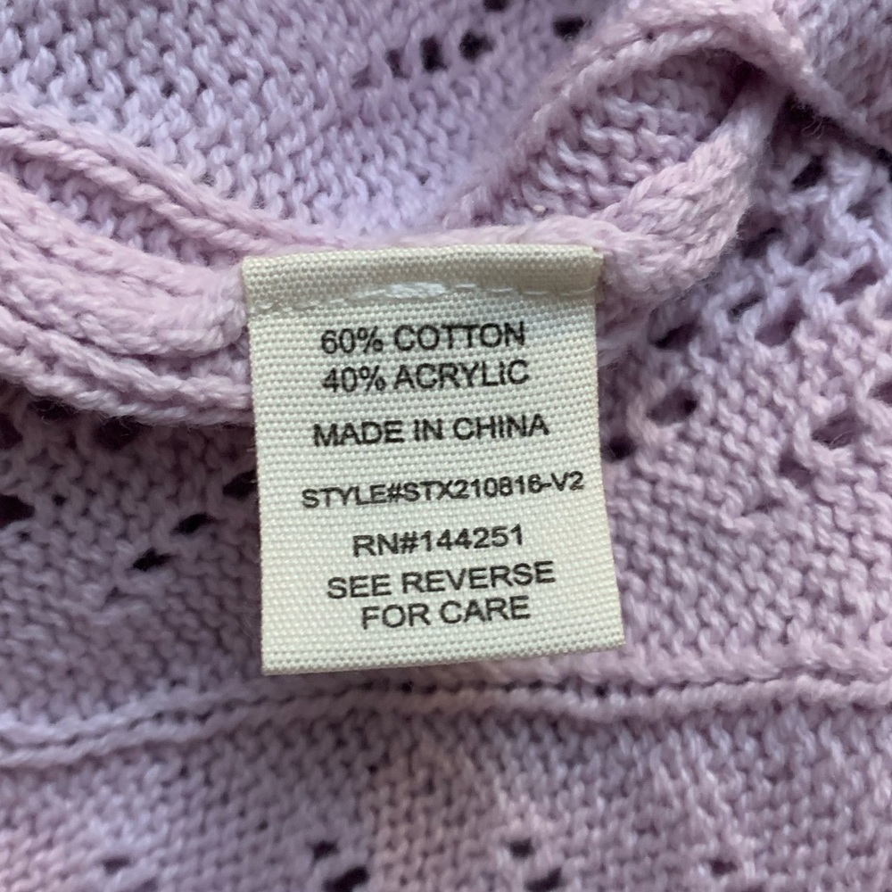 🦋🎯 Jessica Simpson Lilac Pointelle Wrap Sweater Tie Waist Knit Top NWT M - Picture 7 of 8